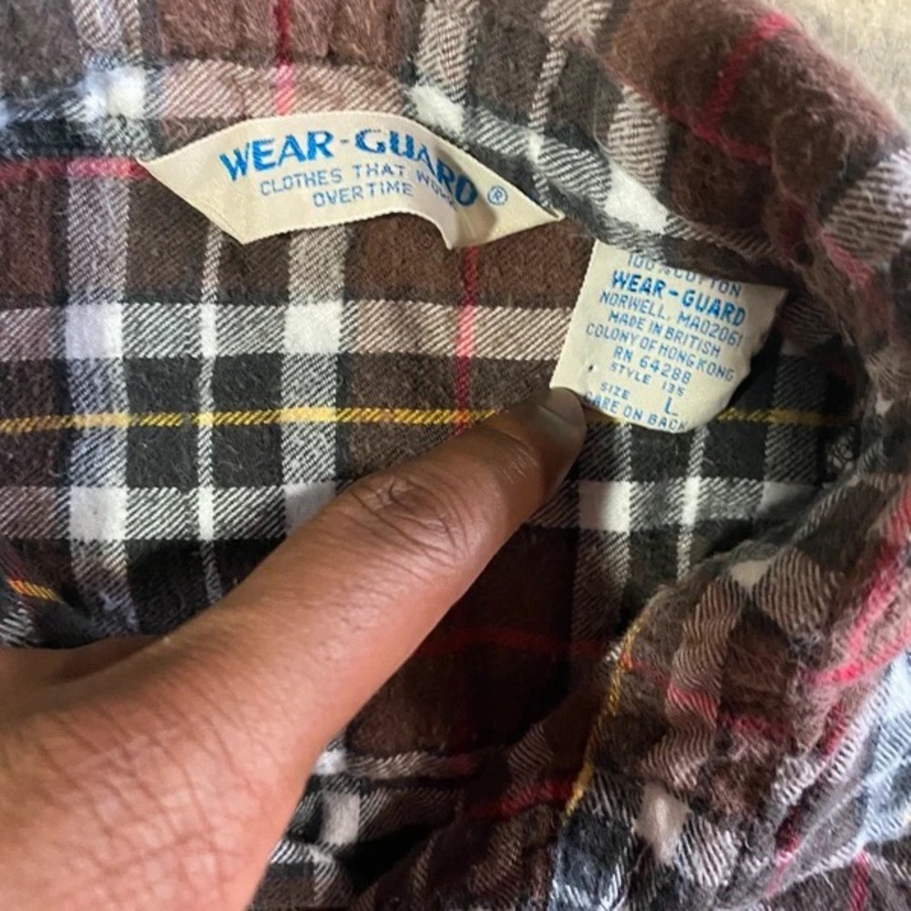 Men's Burgundy Plaid Flannel Shirt - Classic Workwear Style - Picture 3 of 5